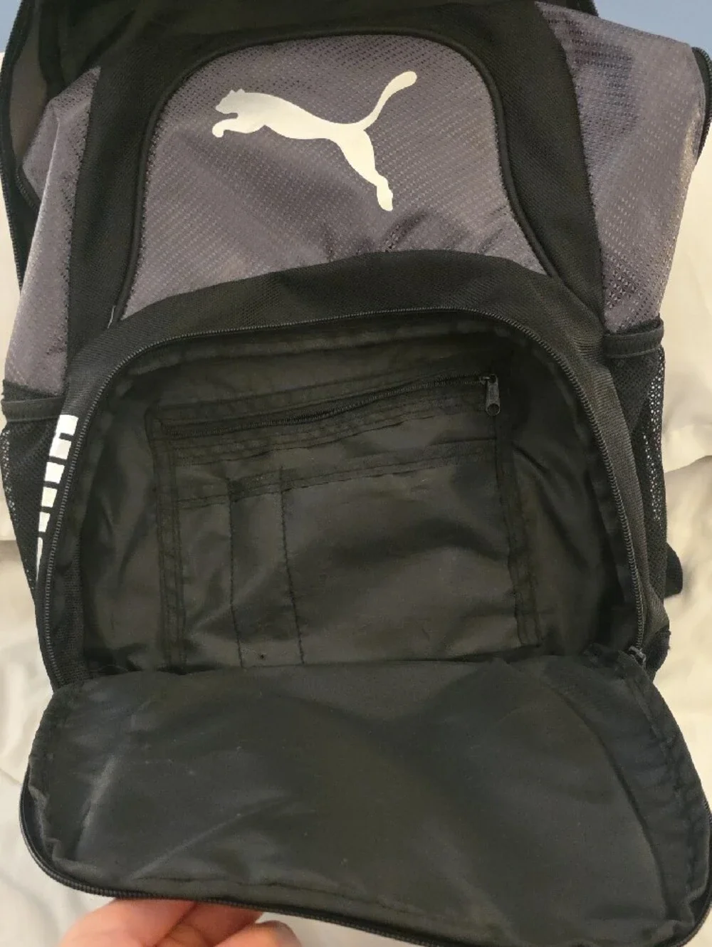 Puma Unisex Gray and Black Sport Backpack with Padded Straps